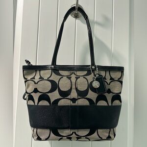Vintage Coach Signature Black Tote Bag Shoulder Bag